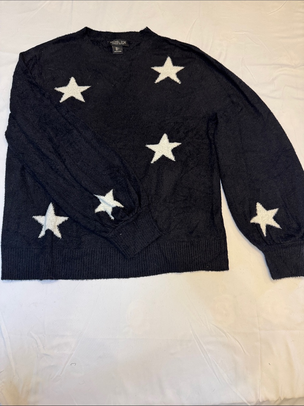 Rachel Zoe Navy Crewneck Sweater with White Star Accents